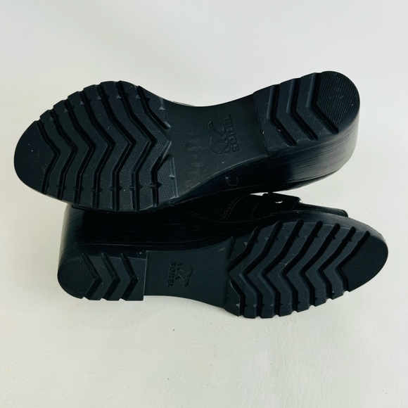 Sorel After Hours Lace Up Peep Toe Black Leather Wedge Bootie Shoe Size 9.5 - Picture 11 of 13